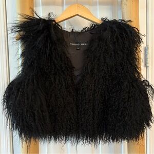 Adrienne Landau Cropped Mongolian Fur Vest in Black. Size L. Brand new!